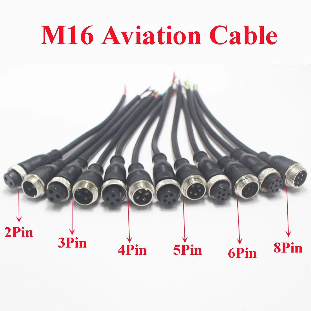 1set 20cm M16 GX16 2/3/4/5/6/8 Pin Aviation Cable M16 Signal Wire Male / Female Plug for Car Camera/ DVR & CCTV Monitor