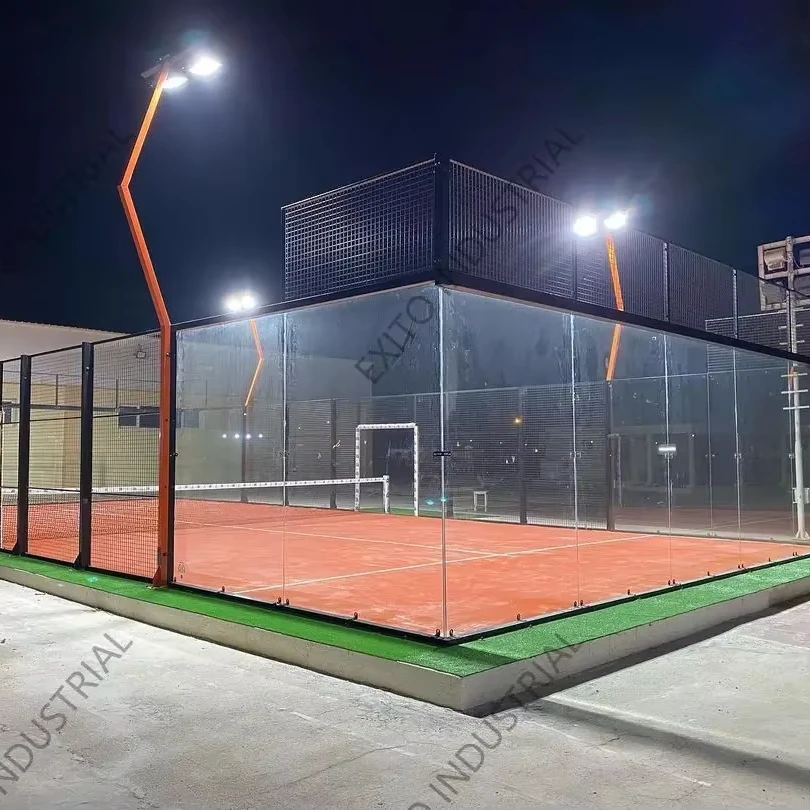 

Exito 12mm Artificial Turf Paddle Tennis Court De Padel Indoor Super Panoramic Padel Court Red Floor Installation Team