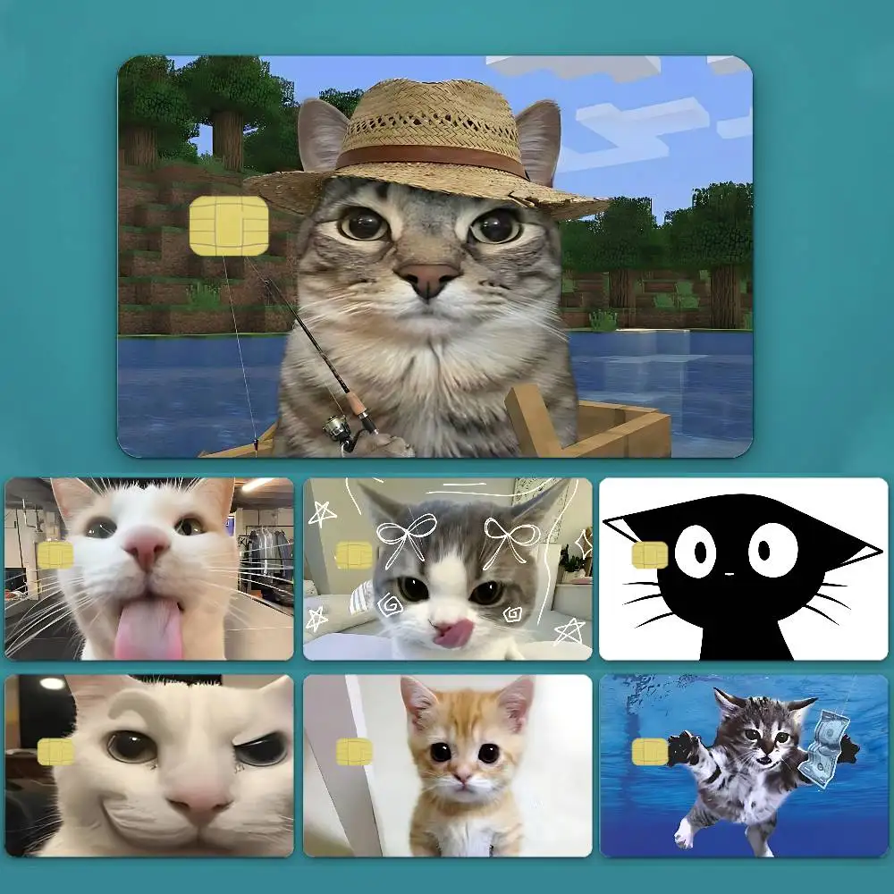 Beluga Niedliche Katzen-Bankkarten-Aufkleber Kreditkarten-Skin-Aufkleber für Bankkarten Bus- und U-Bahn-Karten Wasserfest