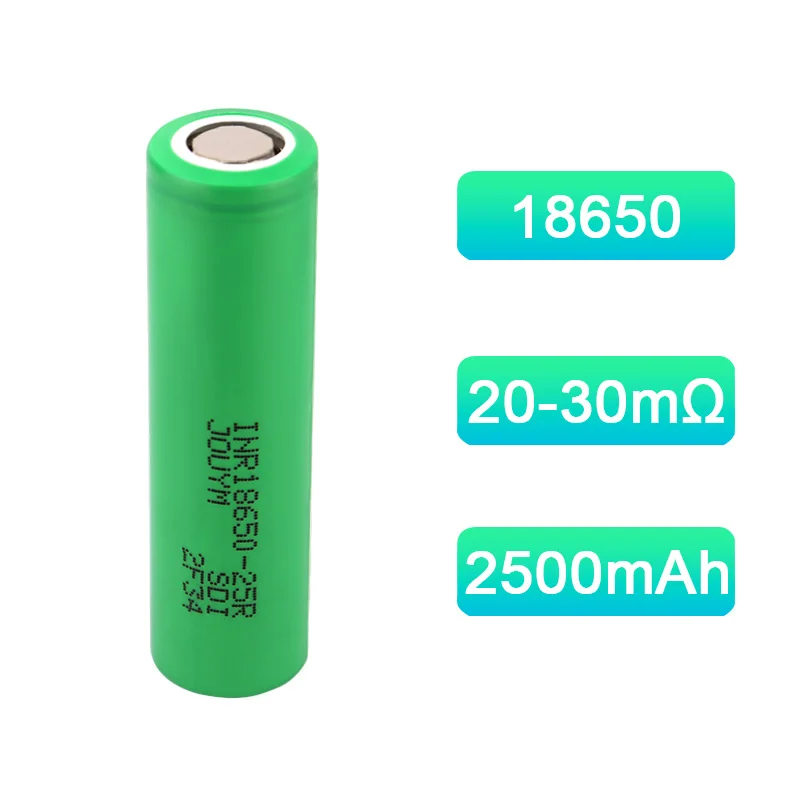 JOUYM 18650 Battery 2500mAh 3.7 V High Current Discharge 30 A INR 18650 25R Li-ion Rechargeable Batteries for Samsung Power Cell