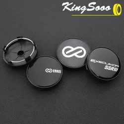 4PCS Rim Cap 60mm OD / 55mm Clip Wheel Center Cap ENKEI Racing Emblem Sticker Wheel Cover Hub Cap Black & Silver