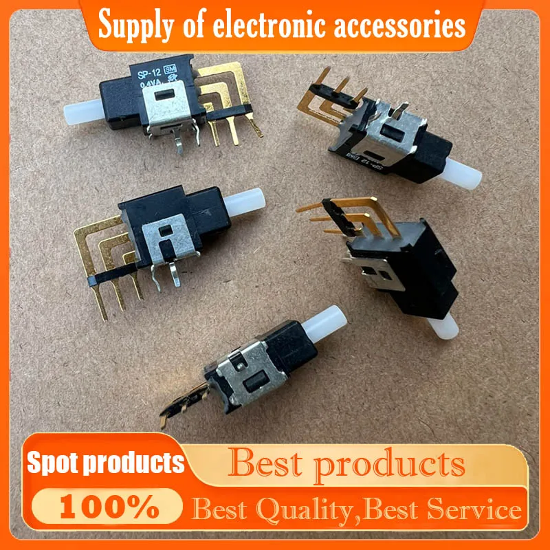 SP-12SV 3-pin self-resetting push-button switch with bent feet, vertical position