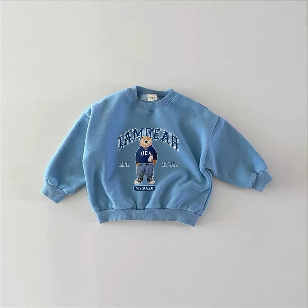 النسخة الكورية ارتداء الفتيات طويلة الأكمام الطباعة هوديس ملابس جميلة الوردي العصرية بلوزات ربيع الخريف الأطفال زي #3