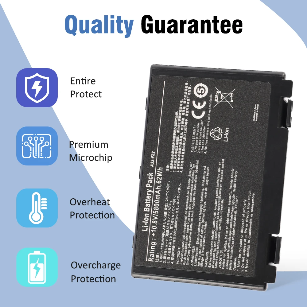 ETESBAY A32-F82 Laptop Battery For Asus F82 F52 K61 K70 X8A A32-F52 K40 K40E K40N K40lN K50 K50IJ K51 K60 P81 X5A X5E X70