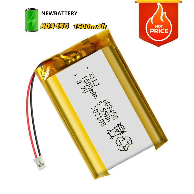 New 3.7V 1500mAh 803450 Polymer Lithium Battery Li-polymer Rechargeable Batteries for Power Tools GPS Toys Lighting Equipment