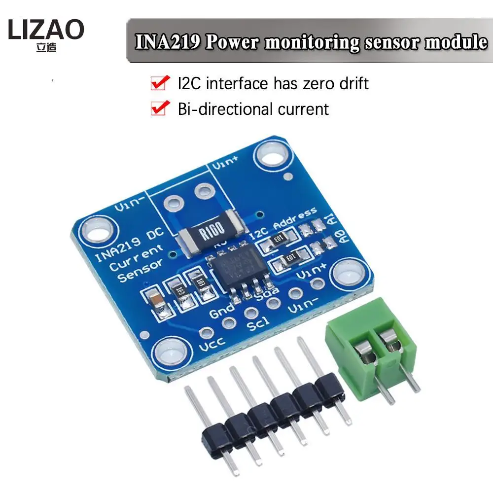 WAVGAT SOT23 INA219 Bi-directional DC Current Power Supply Sensor Breakout Module DIY 3V-5V I2C Power Monitoring Sensor Module