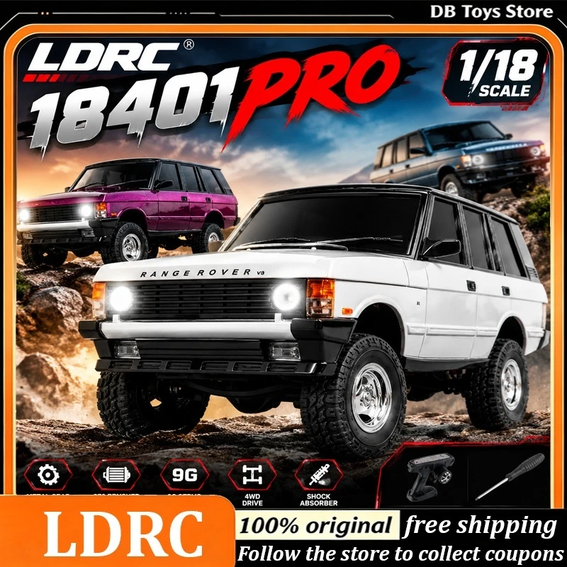 LDR/C LD18401Pro 1:18 Range Rove RC Crawler 4WD Brushless Rock Climbing Car Oil Shock Full Light RTR Hobby Model Christmas Gifts