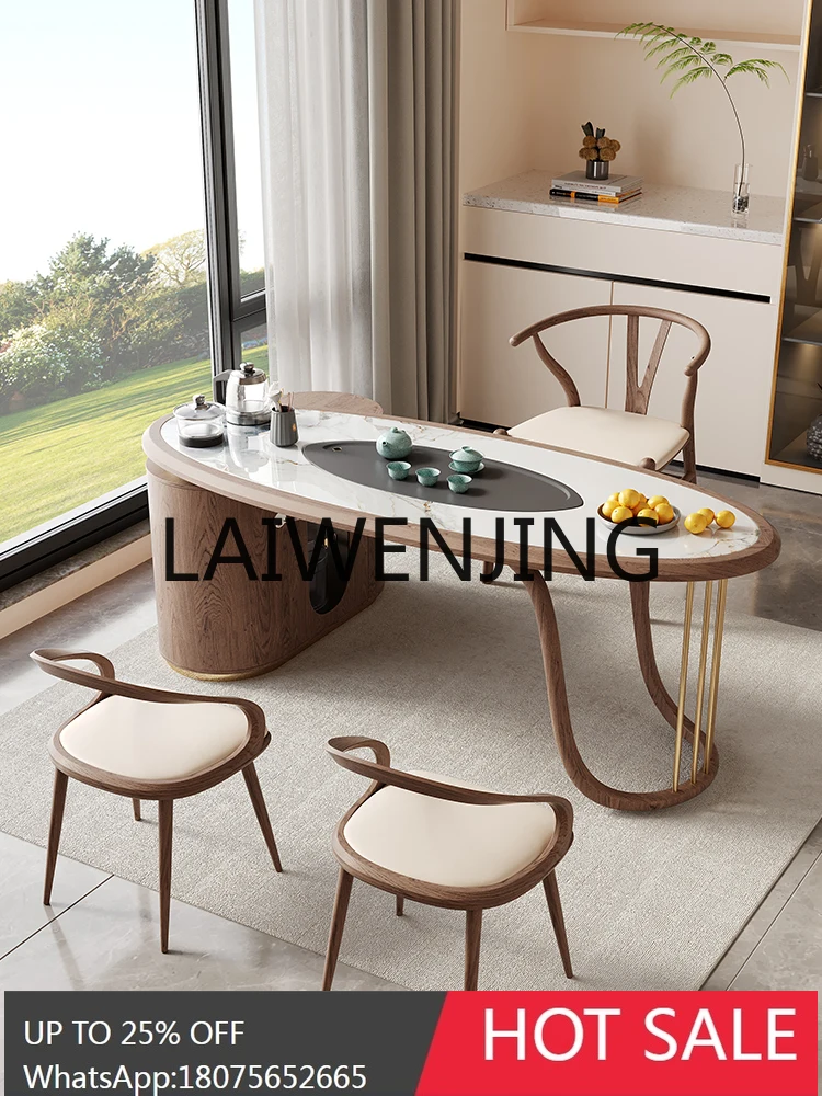 

Living Room Home New Chinese Style Solid Wood Table-Chair Set Office Tea Table Kettle Integrated