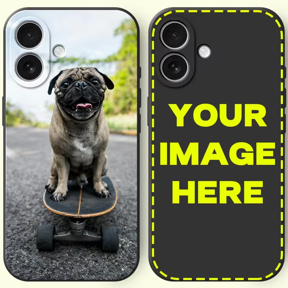DIY Pet Photo Customized Black Matte Soft Case For iPhone 17 16 15 14 13 12 11 Pro Max 7 8 Plus 16E Air SE 2020 2022 XS XR Cover