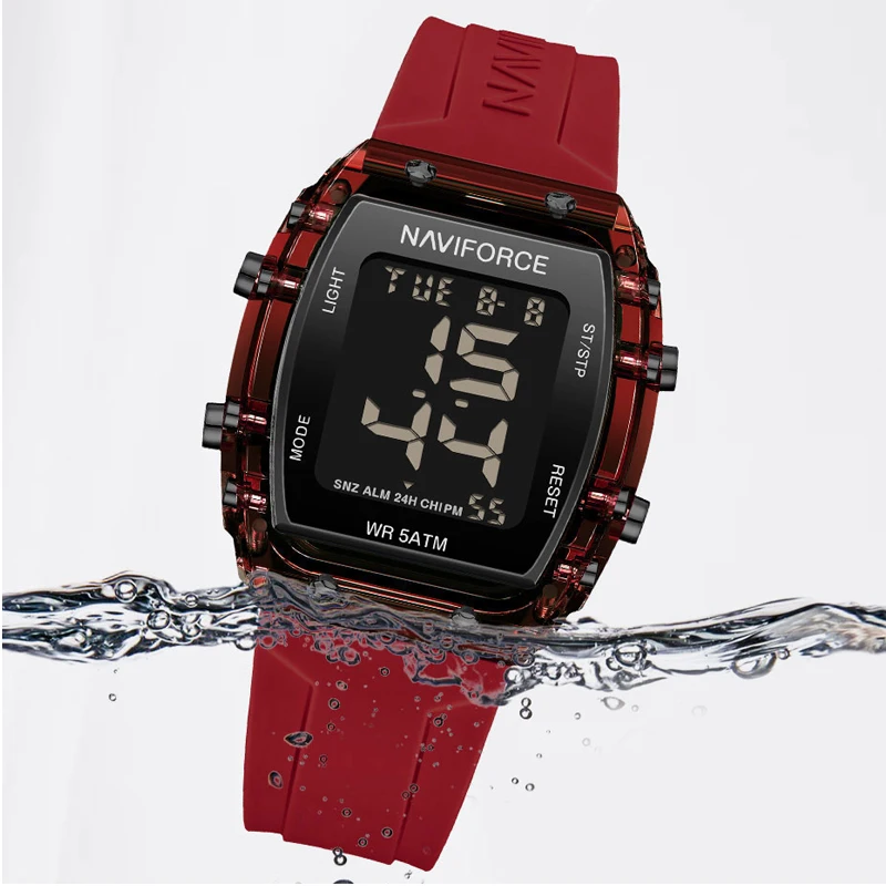 NAVIFORCE Fashion Watches for Women Waterproof Electronic Square Wristwatch Sports Digital LCD Luminous Clocks Relogio Feminino