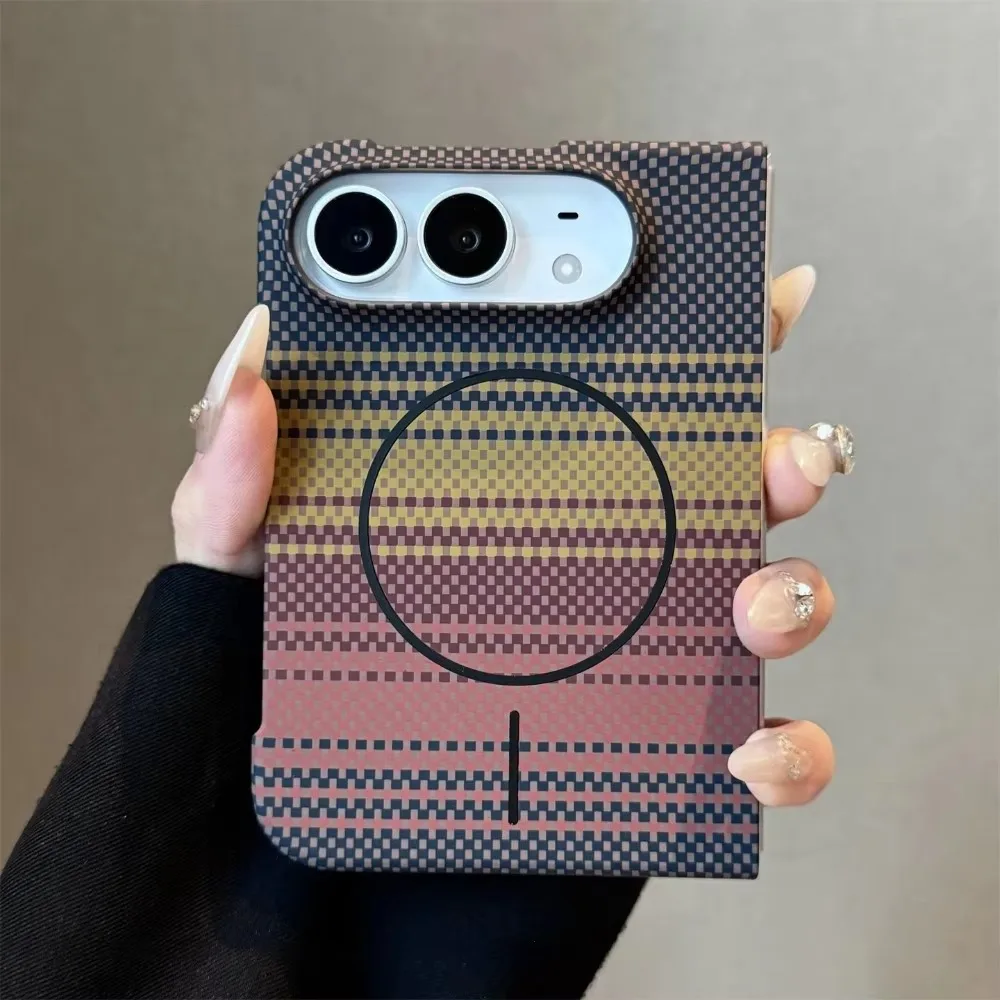 Luxury Carbon Fiber Phone Case for iPhone Duo 18 Fold 18Ultra Magsafe Magnetic Slim Matte Shockproof Wireless Charging Cover