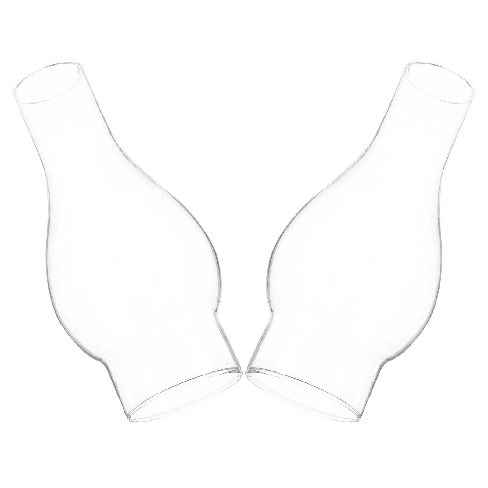Clear Glass Oil Lamp Chimneys 2 Pack Six Point Three by Two Inch Windproof Replacement Shades for Hotel Decor