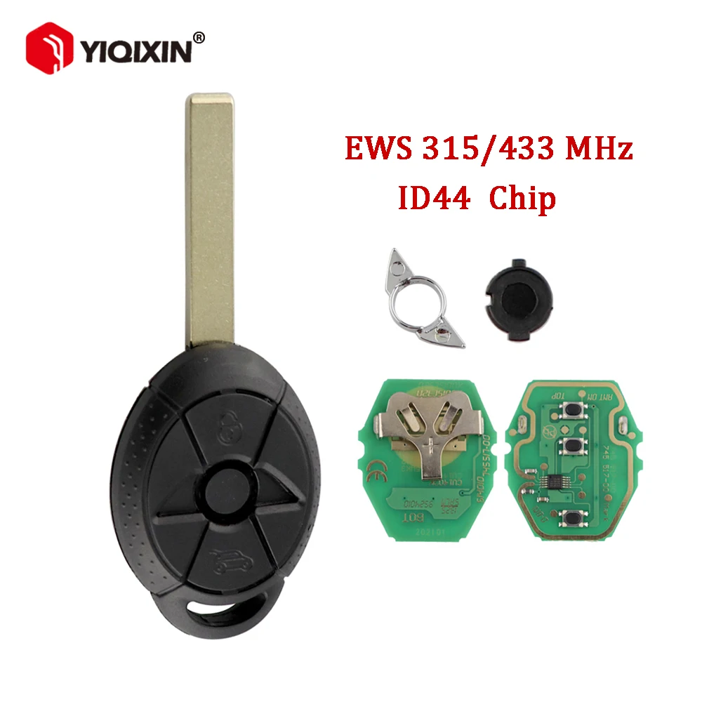 YIQIXIN 3 Button 315/433Mhz Remote Car Key For Old BMW Mini Cooper S R50 R53 2005-2007 EWS System HU92 Uncut Blade No Chip