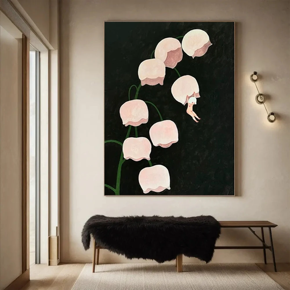 Large Mural 100% Handmade Knife Oil Painting Hand-painted Modern Tree Flower Canvas Poster Decor Home Live Room Palette Picture