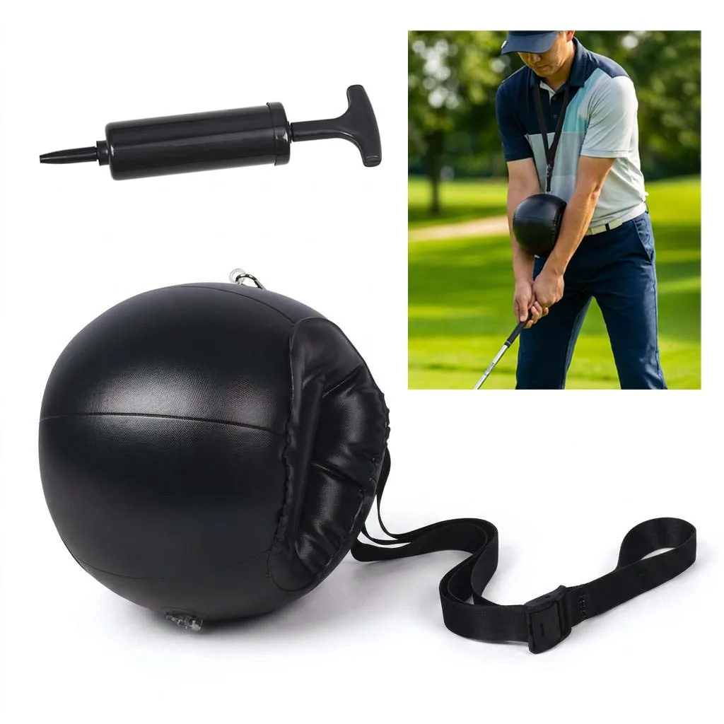 Golf Smart Ball Swing Trainer — Portable Inflatable Training Aid with Neck Strap, Perfect Posture Corrector for Beginners & Pros
