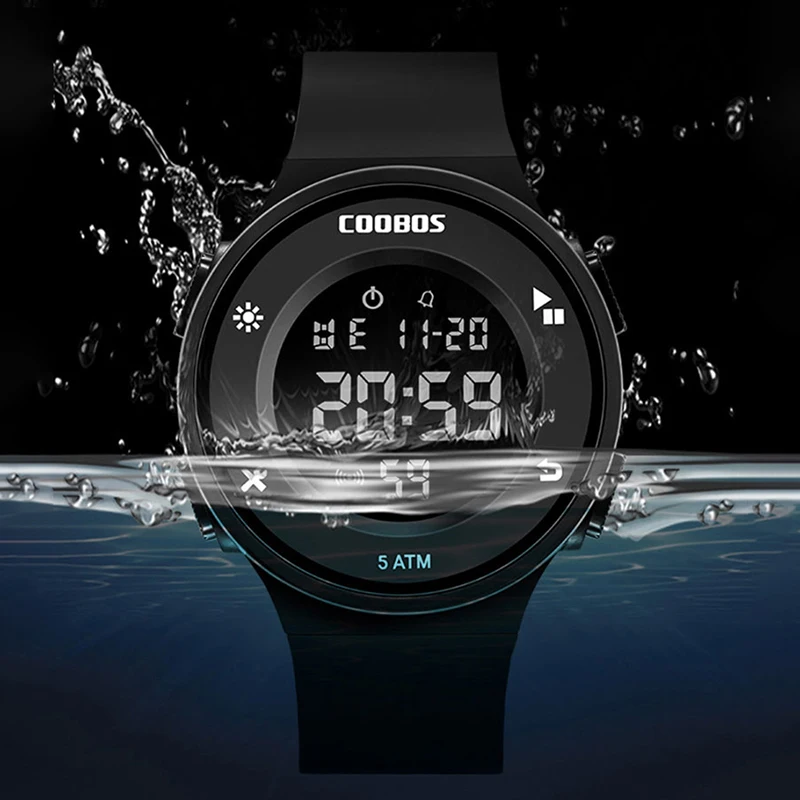 남성용 크리에이티브 시계, 럭셔리 실리콘 스트랩, 스포츠 방수 디지털 시계, LED 발광 남성 시계, 밀리터리 시계