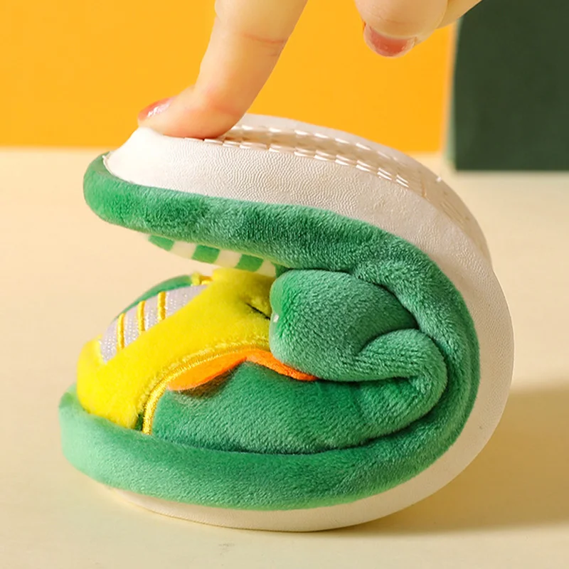 Autumn Winter Cotton Shoes Children\'s Cartoon Cute Cartoon Little Dinosaur Plush Baby Warm Slippers Boys Girls Plush Slippers