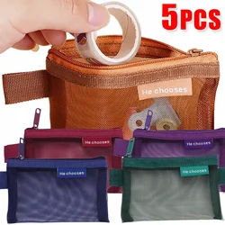 5/1 pezzi mini borse portaoggetti in rete multicolore portatile con cerniera portamonete cosmetici gioielli borse organizer da viaggio per la casa