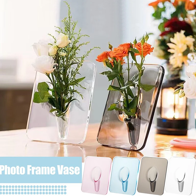 

1PCS Vases Picture Frame Flower Transparent Creative Modern Art Home Bedroom Living Room Decoration Office Tabletop Ornaments