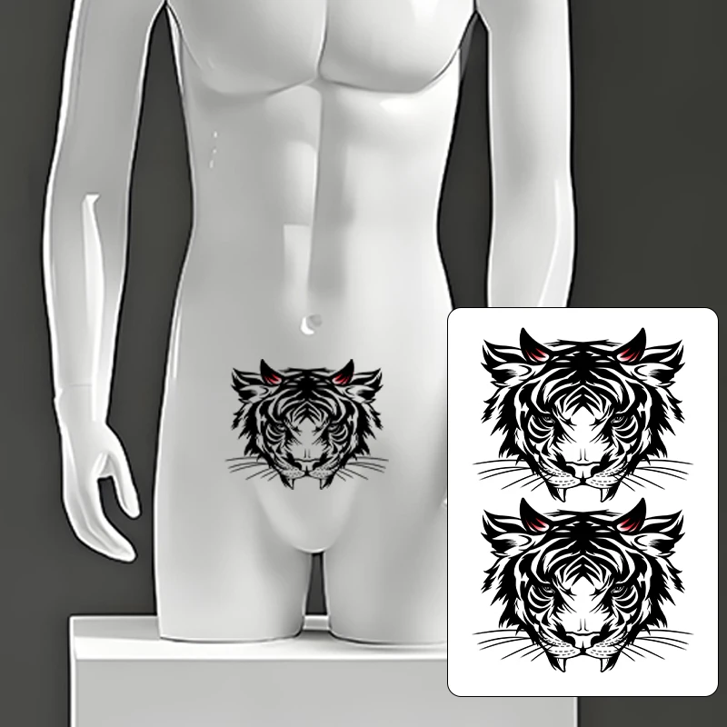 Men's Temporary Tattoo Stickers, Sexy Tiger Head Design, Waterproof, Sweatproof, Colorful and Realistic