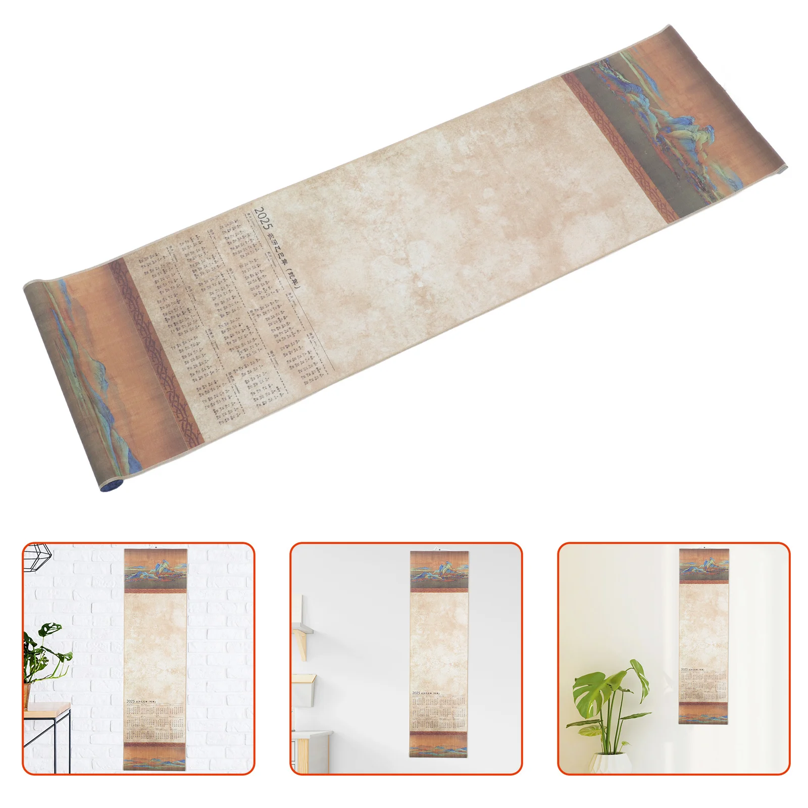

Wall Calendar Big Boho Decor Chinese Auspicious Desktop Calendars Cloth Office for The New Year