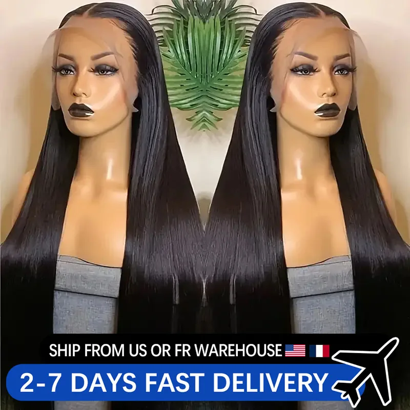 13x4 Straight Lace Front Wigs Human Hair Pre Plucked 180 Density 360 Lace Front Wigs Human Hair Transparent Frontal Wigs 32Inch