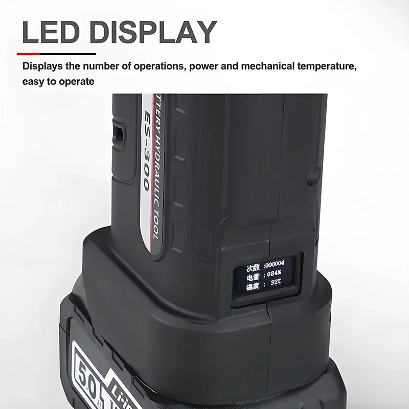 Crimpatrice idraulica elettrica ES-300 con manico dritto per terminali in rame e alluminio da 10-300 mm2 con crimpatura rapida e 360 °   Rotazione