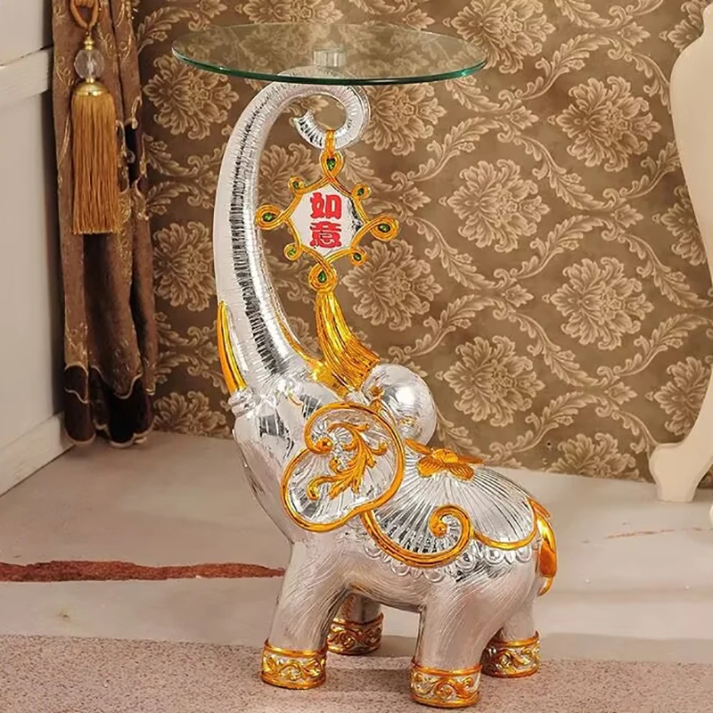 Home Decor Elephant Statue Side Table Floor Decoration European Living Room Animal Sculpture Sofa Tea Table Office Coffee Tables