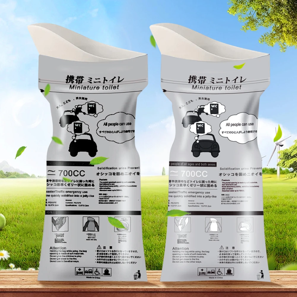 Tas urin darurat uniseks, perjalanan Mini Mobile Toilet anti bocor luar ruangan Toilet darurat untuk pria wanita anak-anak pasien 700ML