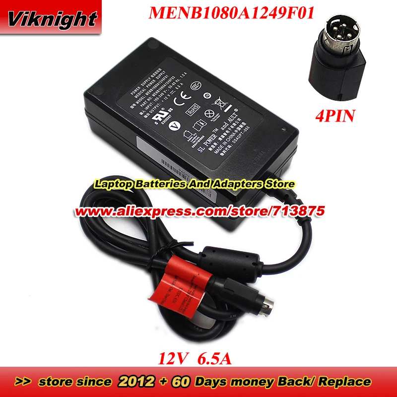 MENB1080A1249F01 Medical Power Supply 12V 6.5A 78W MENB1080A1249F03 AC Adapter SSADPT-055 Charger With 4PIN Tip Power Supply