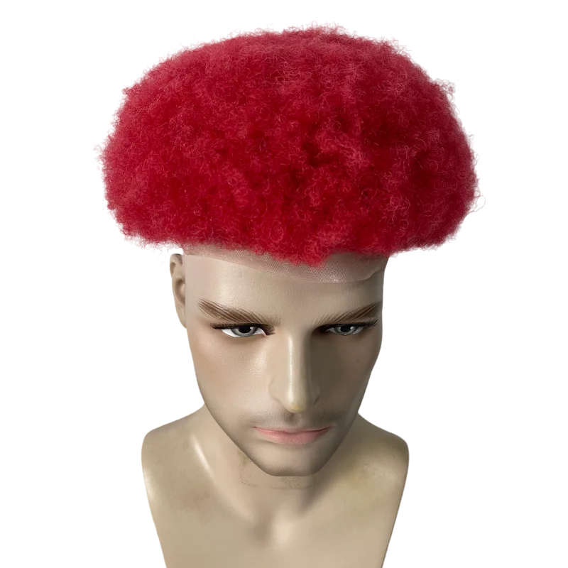 البورمية عذراء الشعر البشري أنظمة الأحمر 4mm الجذر الأفرو الشعر المستعار 8x10 وحدات الدانتيل الكامل للرجال السود