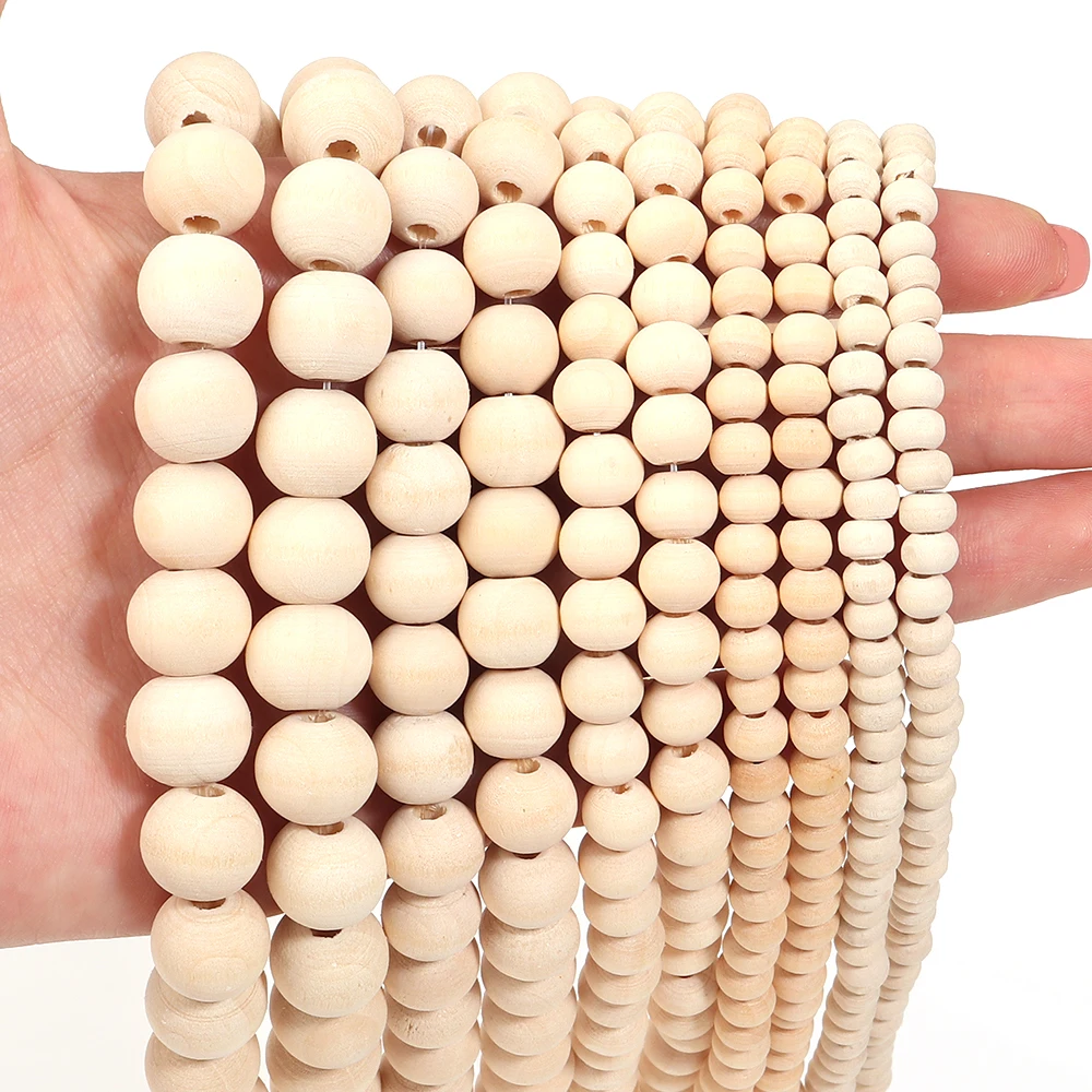 Natürliche Holzperlen 5/6/8/10/12mm Original Farbe Runde Holz Lose Spacer Perlen für Schmuck Machen DIY Armband Halskette Liefert