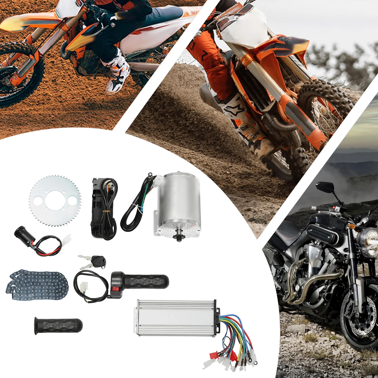 

3KW Brushless Motor Kit 48-72v E-Bike Motorcycle Conversion Kits with Controller & Throttle for Scooters Electric Motorcycle