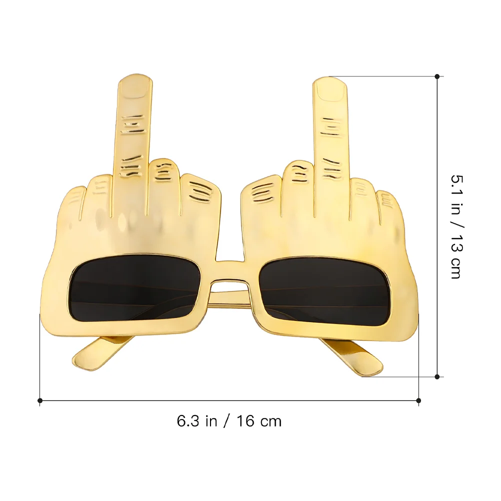 2 Pcs Sun Glasses Funny Middle Finger Sunglasses Frameless Creative Eyeglasses Birthday Party Golden