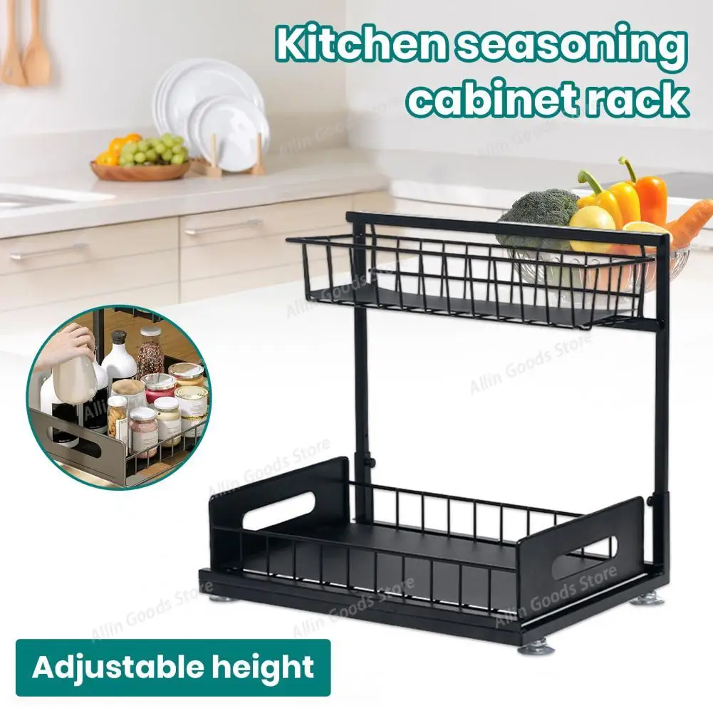 Organization Storage Rack Shelf Under Sink Organizer Sliding Drawer Double Layers Large Capacity Easy Access Bathroom