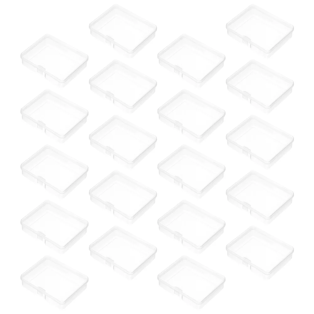 30 Pcs Hinged Cover Transparent Bead Box Beads Storage Boxes with Lids Pp Condiment Containers Mini Plastic