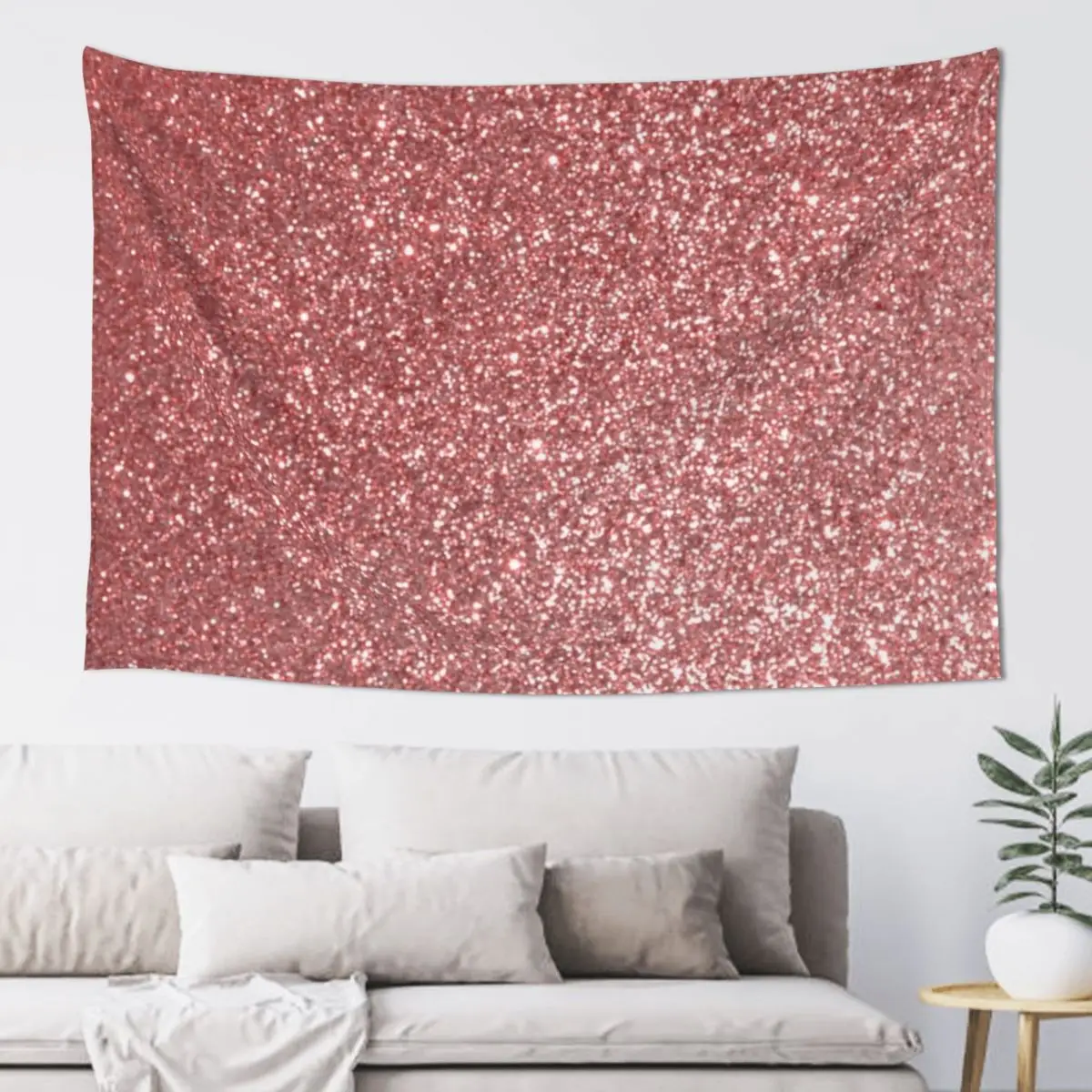 Blush Gold Rose Pink Shimmery Faux Glitter Tapestry Decorative Paintings Wall Tapestries Tapestry