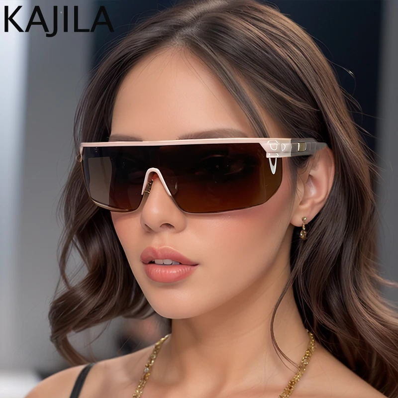 

Oversized Rectangle Punk Shield Mask Sunglasses Women Big Frame 2025 Luxury Brand Eyewear Sports Riding Windprooof Goggle UV400