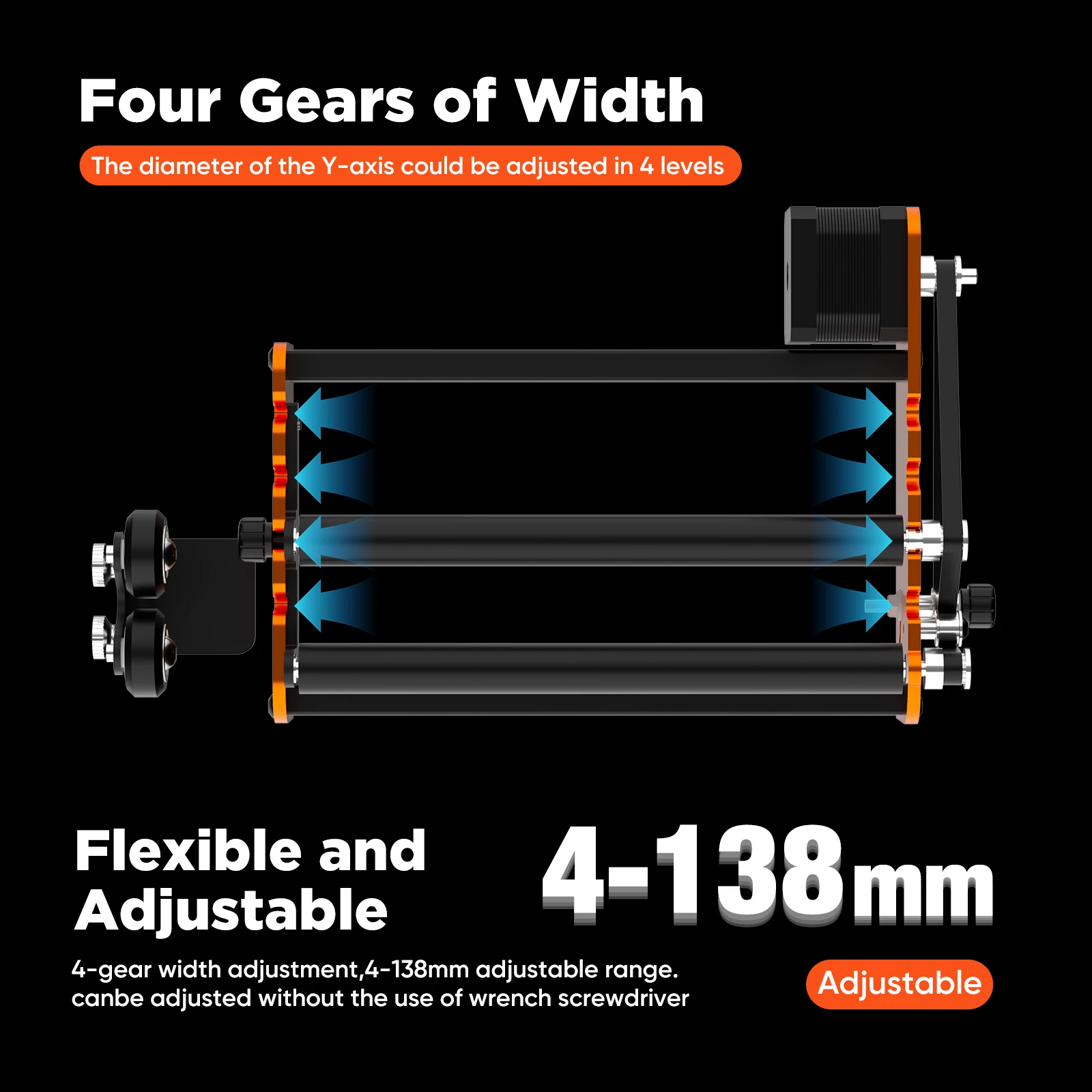 ACMER M2 Laser Rotary Roller Y-axis 360° Rotary moudle Laser Cutting Engraving For Cylindrical Objects 4-138mm Accessories