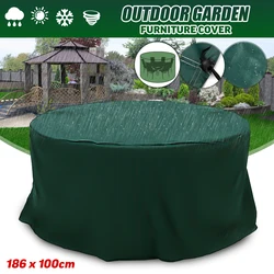 Round Patio Furniture Covers Green Outdoor Furniture Covers Table Cover of Windproof Waterproof Anti-UV for Garden