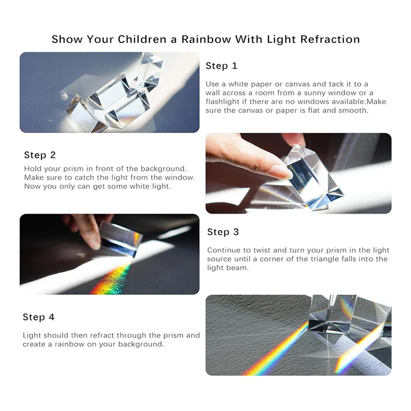 

Sensitive Triangular Prism For Rainbow Lights Crystal Optical Prisms Glass Physics Teaching Refracted Light Spectrum 4Piece Clea