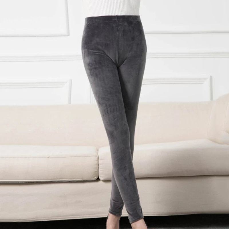 Leggings push-up en velours doux pour femmes, pantalons taille haute, noir, gris, élastique, long, sexy, chaud, décontracté, vêtements féminins,