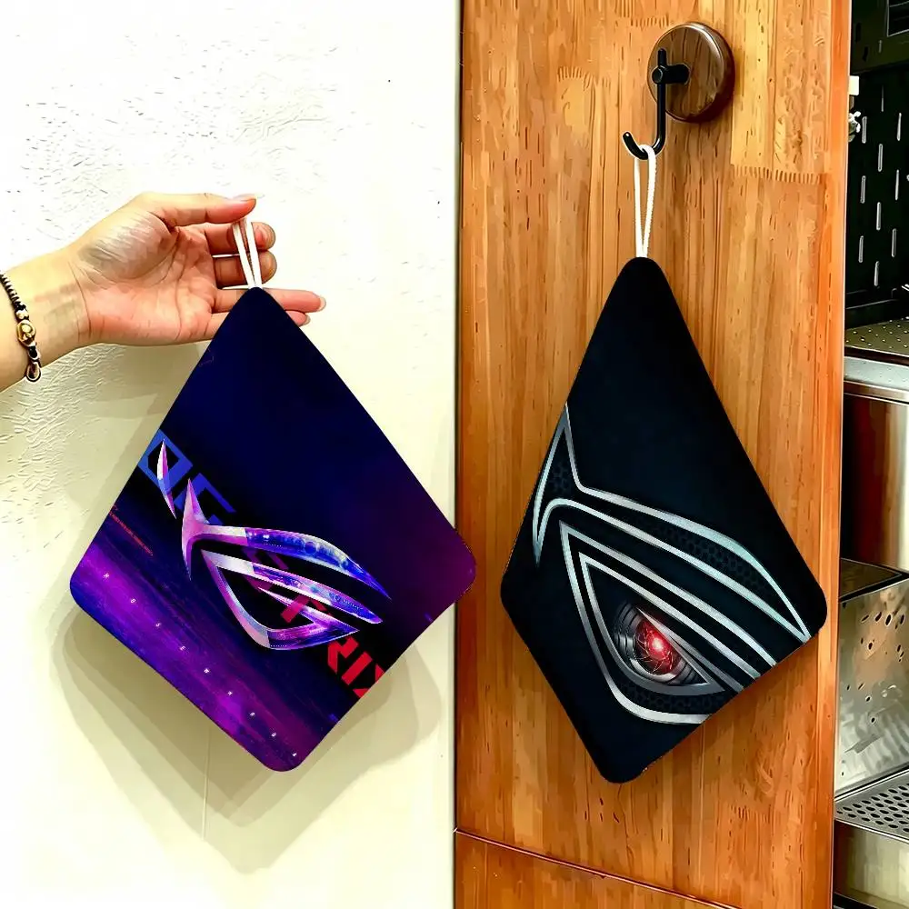 Computer brand A-Asus logo Polyester Cotton Hand Wiping Towel, Hanging Towel, Quick Dry for Kitchen Bathroom Daily Supplies