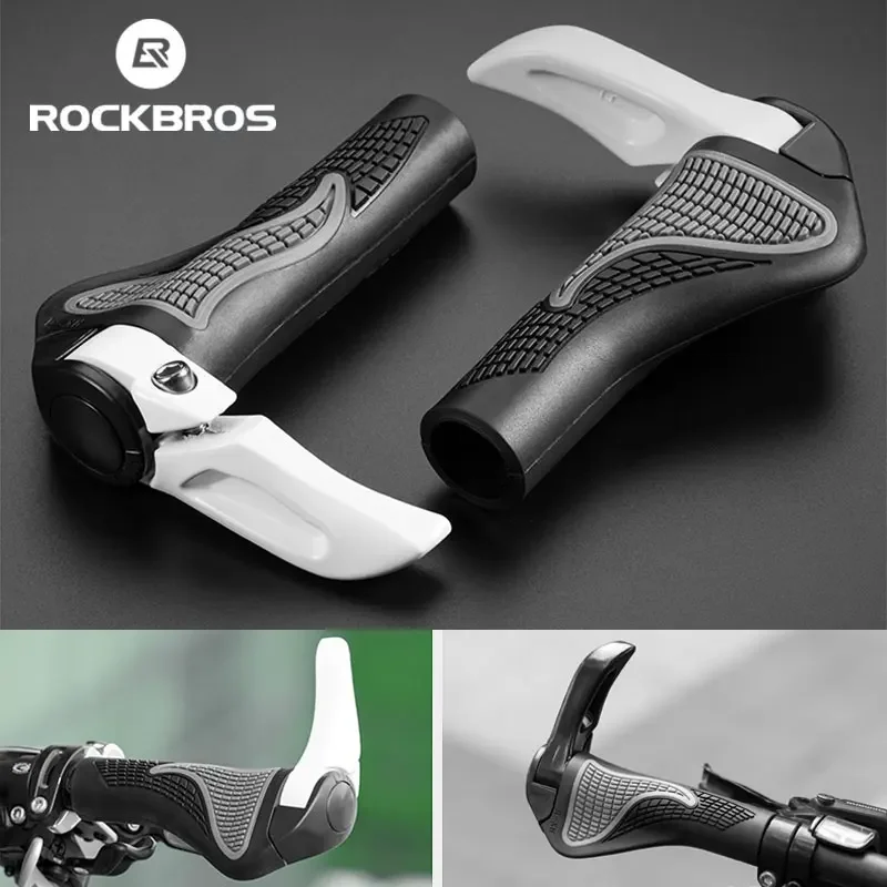 

ROCKBROS MTB Bicycle Grips Horns Shofar Vice Handlebar Grips Cycling Shockproof Dust-proof Bike Grips Rubber Bilateral Locked