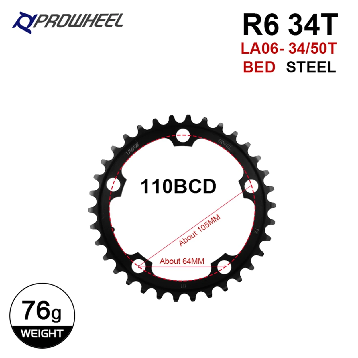 Prowheel Road Bike Chainring 50T 34T Bicycle Sprocket 110 BCD 7 8 9 10 11 Speed Crown Bicycle Stars 110BCD Cycling Accessories