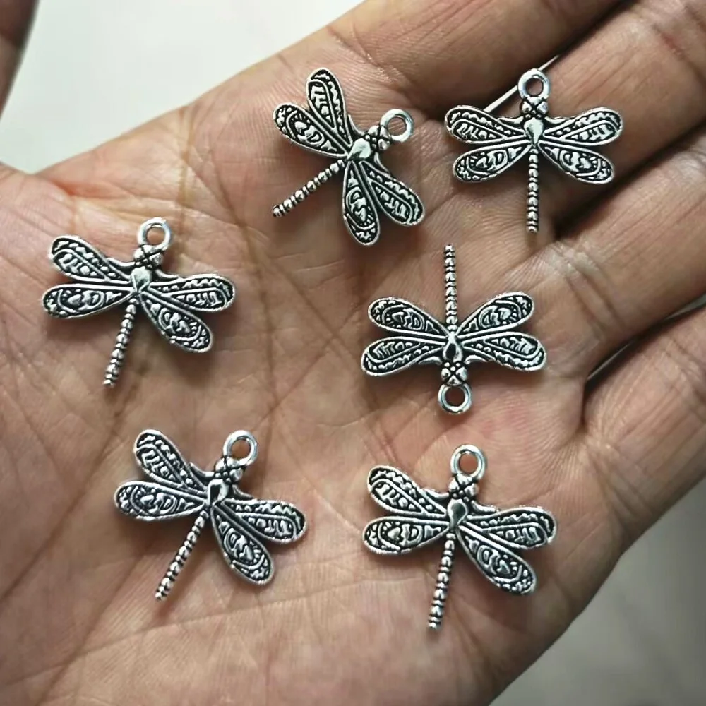 1000pcs Charms dragonfly 19x21mm Antique Silver Color Pendants Making DIY Handmade Tibetan Finding Jewelry