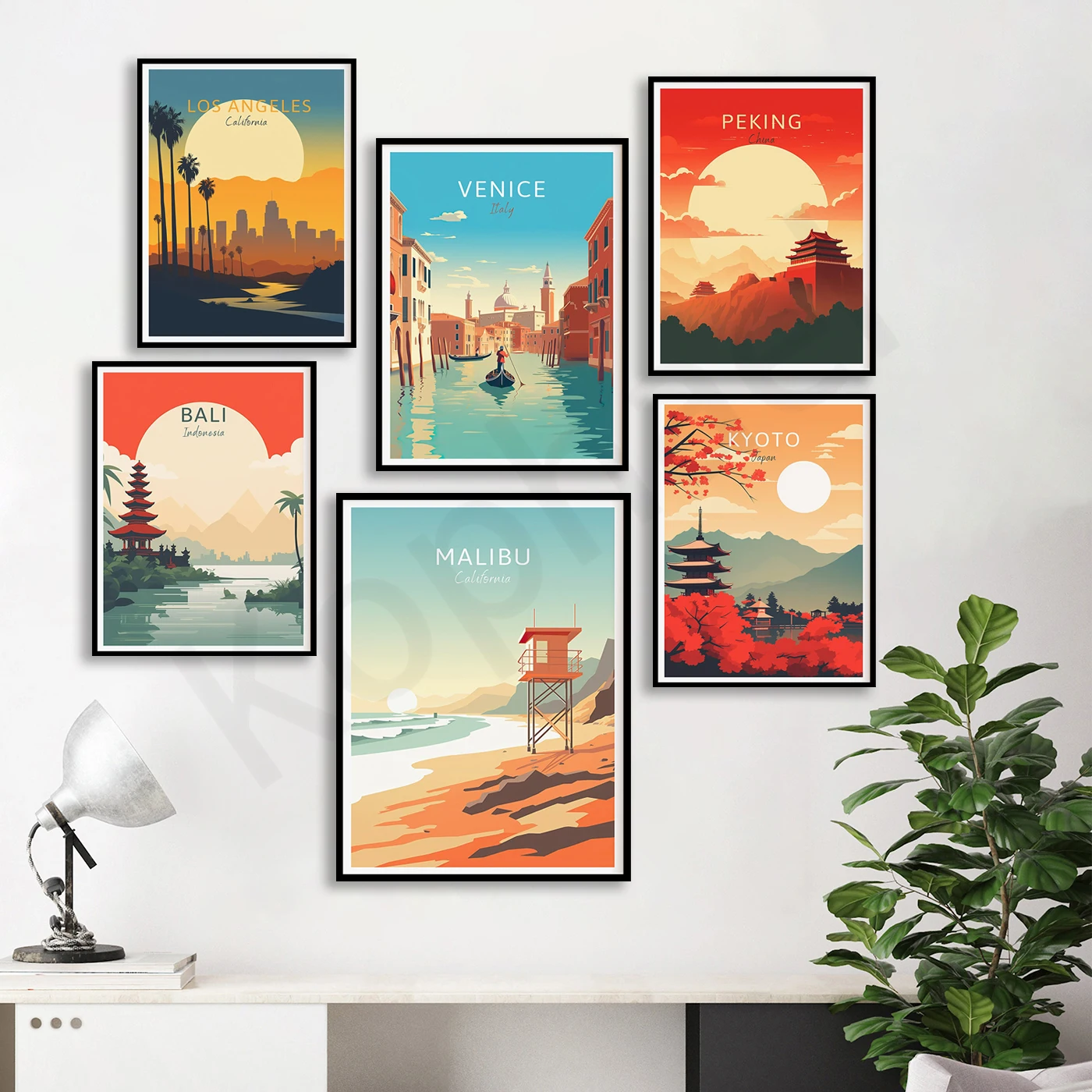 Beijing Malibu Los Angeles Venice Bali Kyoto. City Travel Scenery Gifts. Home Wall Decoration Art Posters