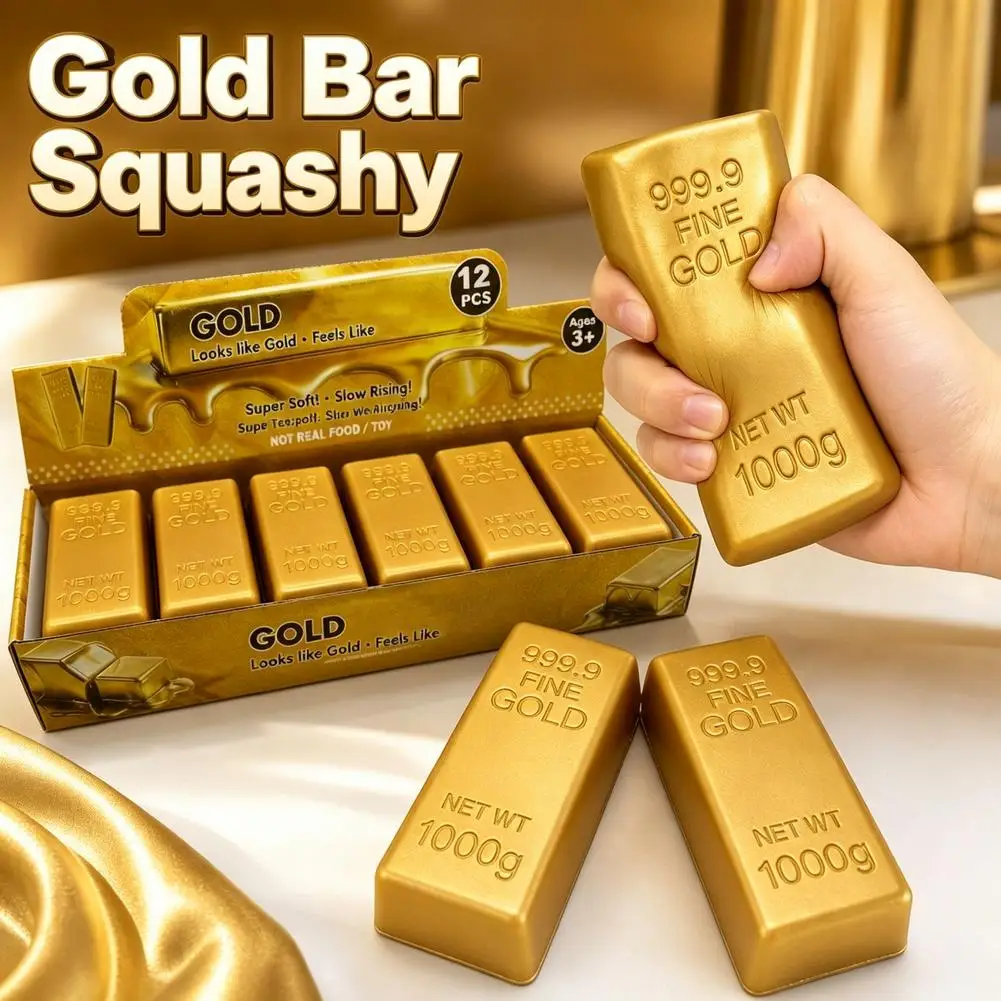 Simulate Gold Brick Squishy Toy Slow Rebound Squeeze Stress Relief Fidget For Anxiety & Party Favors