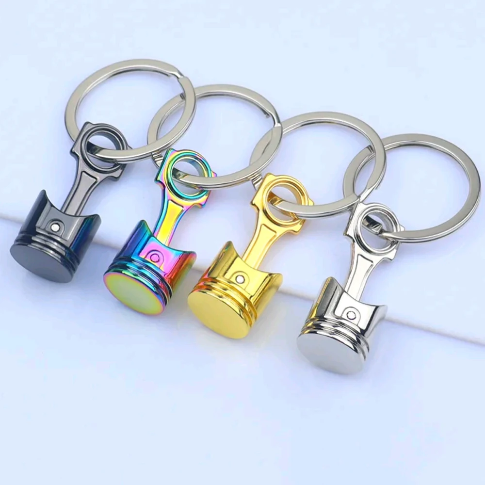 1x Car Engine Piston Keychain Pendant Car Modification Key Ring Creative Gift Car Keyfob Decor Pendant Metal Auto Key Chain