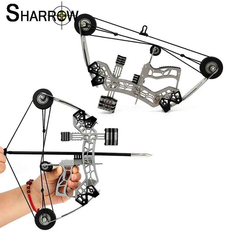 

Archery Mini Compound Bow Set 12lbs with Arrows Stainless Steel Pully Bow Range 40-50meters for Shooting Hunting Entertainment